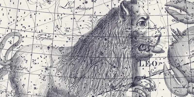 Leo, engraved by Johann Bode for Uranographia, 1801. The constellation's name is lettered in the plate itself.
