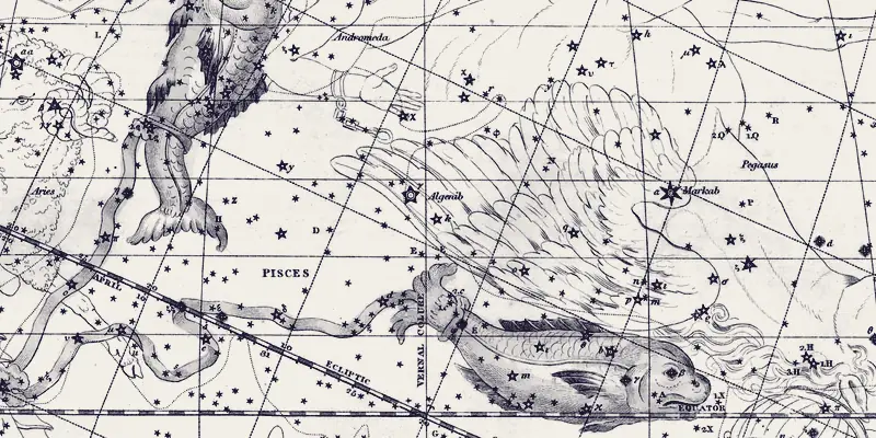 Jamieson's Pisces, 1822. The two fish are tied together by the Linum Piscium, the cord running between them.